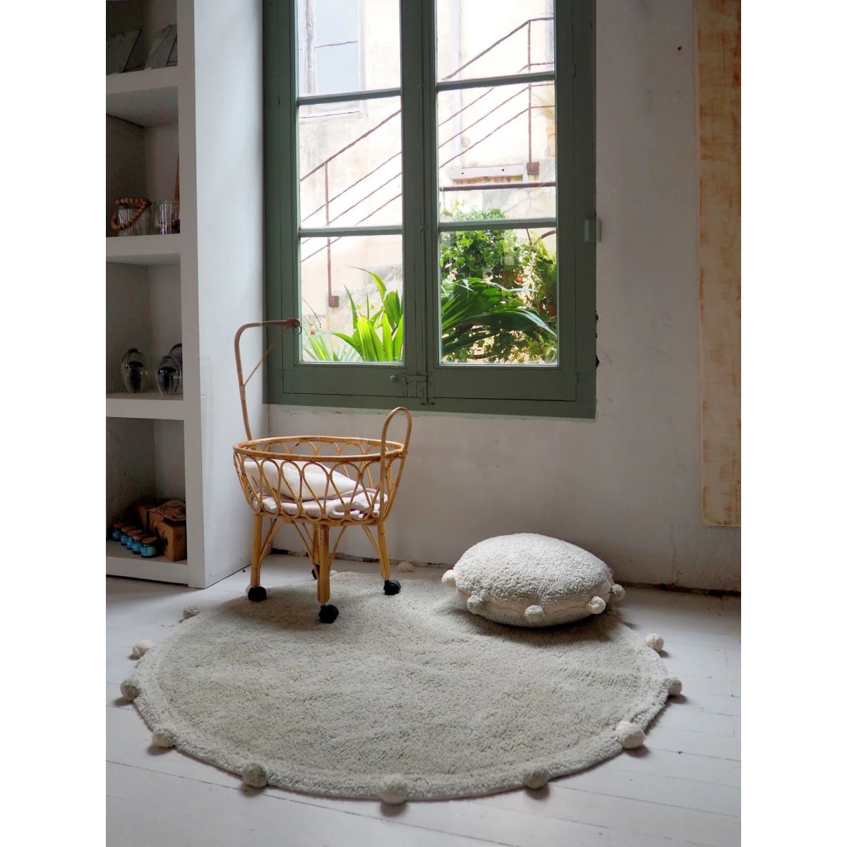 Dywan bawełniany Bubbly Olive Natural Ø120 cm Lorena Canals | Pan Piksel