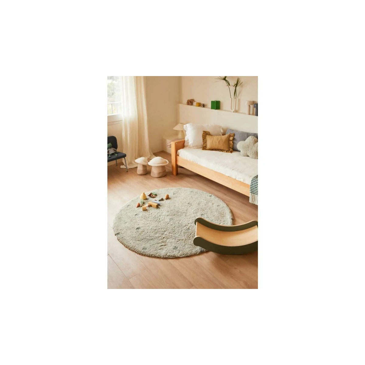 Dywan do prania Round Dot Blue Sage Ø140cm | Pan Piksel