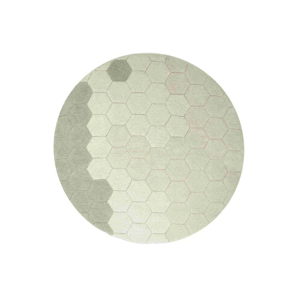 Dywan bawełnainy okrągły Ø 140 , Round Honeycomb Blue Sage, Planet Bee, Lorena Canals | Pan Piksel
