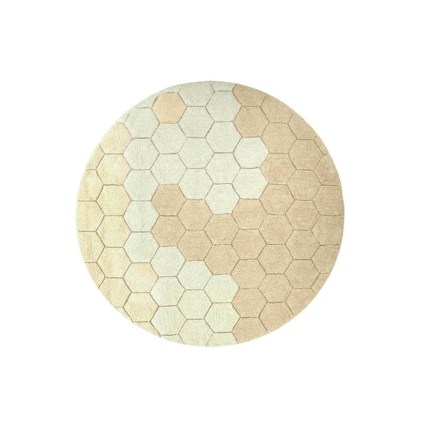 Dywan bawełnainy okrągły Ø 140, Honeycomb golden, Planet Bee, Lorena Canals | Pan Piksel