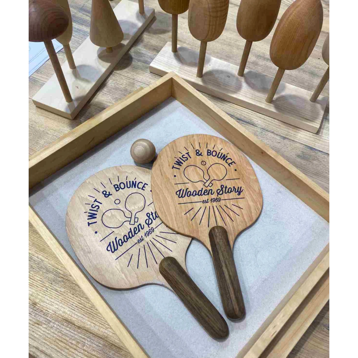 WOODEN STORY Drewniane Paletki do Gry Obróć i Odbij 2 szt. | Pan Piksel