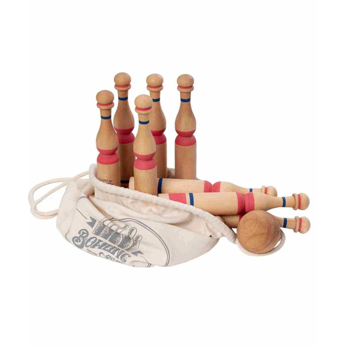 WOODEN STORY Drewniane Kręgle – Czerwone 10 szt. | Pan Piksel