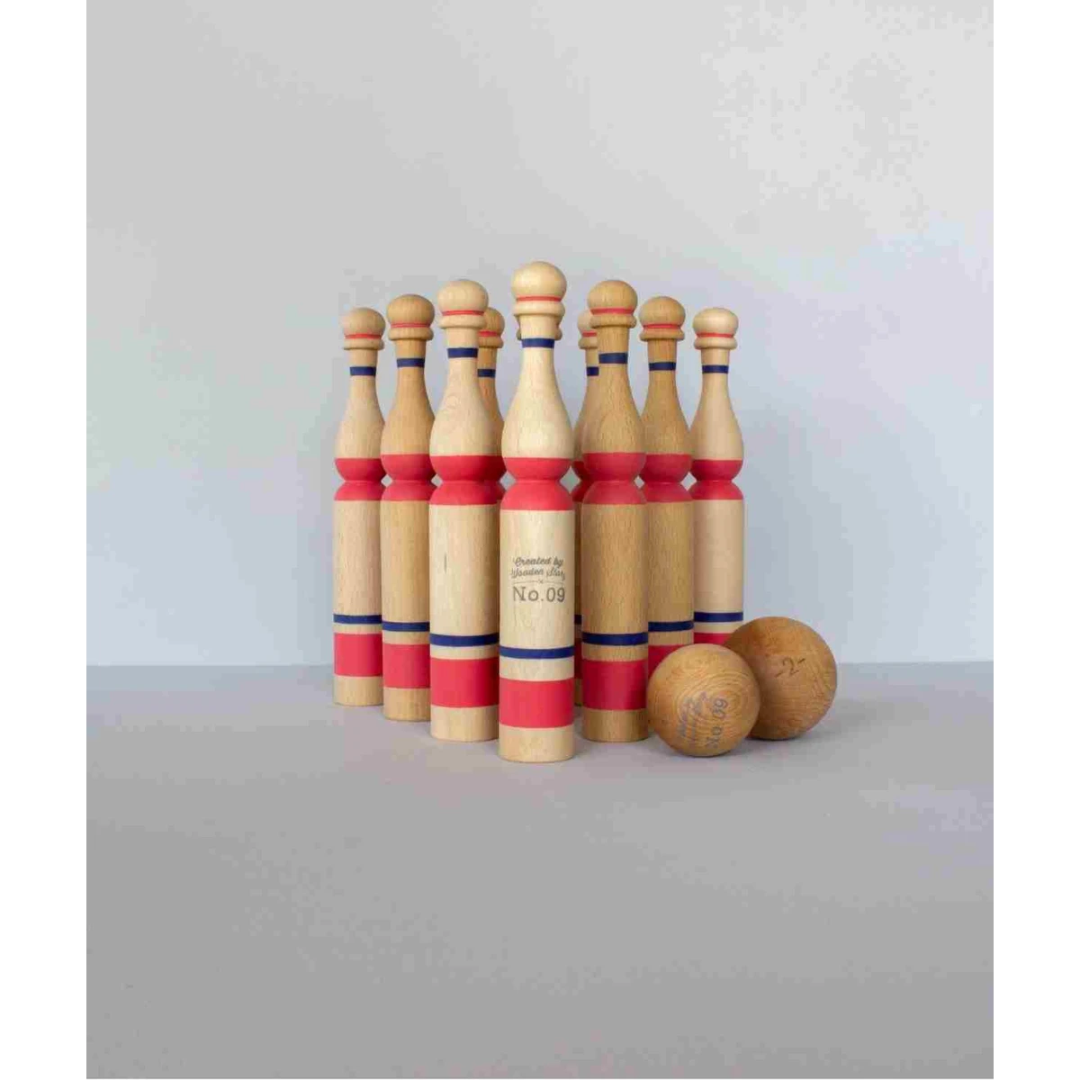 WOODEN STORY Drewniane Kręgle – Czerwone 10 szt. | Pan Piksel