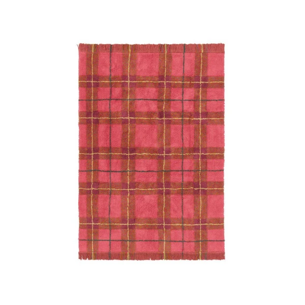 LORENA CANALS Dywan Tartan 140×190 cm – Vintage Red Wouf Wouf | Pan Piksel