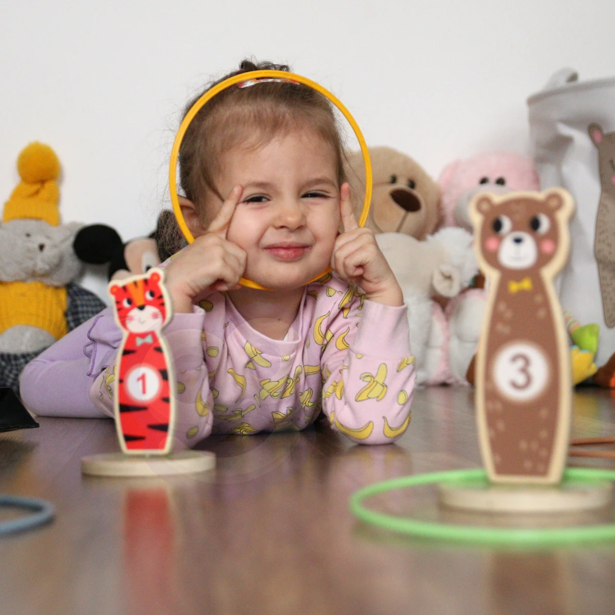 TOOKY TOY Drewniana Gra Zręcznościowa Rzut do Celu Zwierzątka 15 el. | Pan Piksel