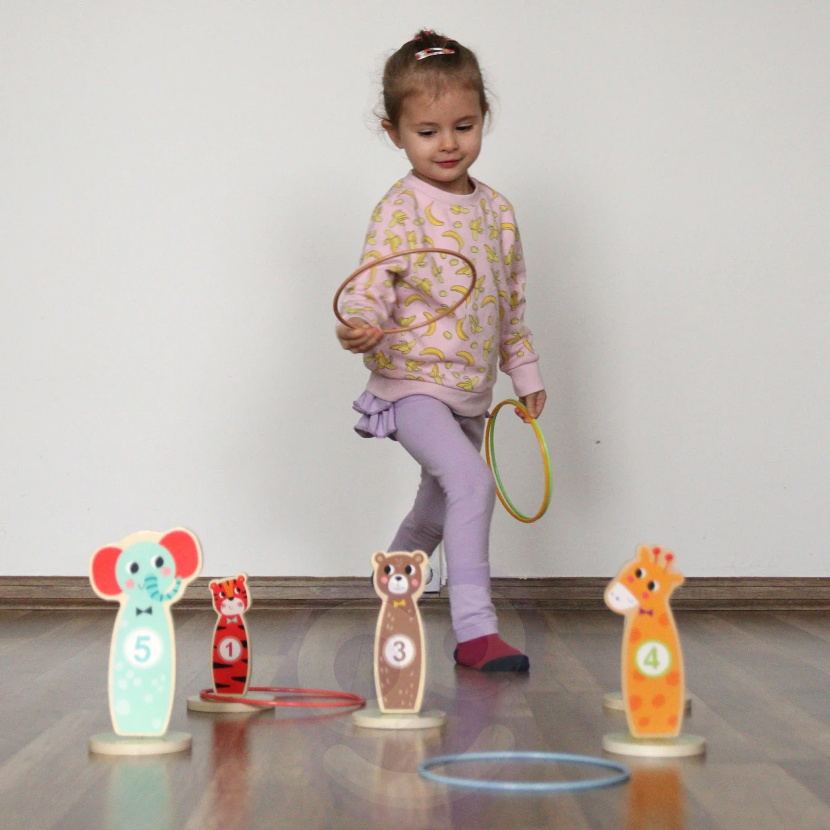 TOOKY TOY Drewniana Gra Zręcznościowa Rzut do Celu Zwierzątka 15 el. | Pan Piksel
