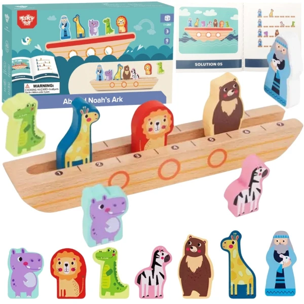 Tooky Toy Drewniana Arka Noego + Książeczka z Zagadkami | Pan Piksel