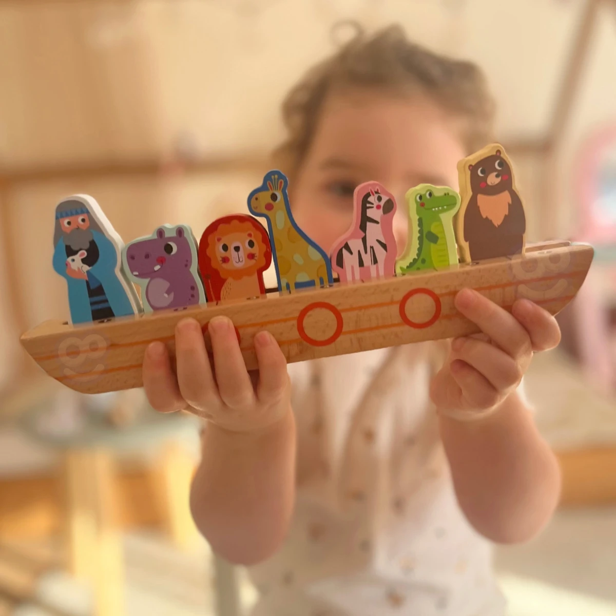 Tooky Toy Drewniana Arka Noego + Książeczka z Zagadkami | Pan Piksel