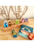 Tooky Toy Drewniana Arka Noego + Książeczka z Zagadkami | Pan Piksel