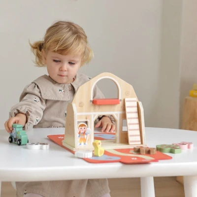 Drewniana składana farma Tooky Toy | Pan Piksel