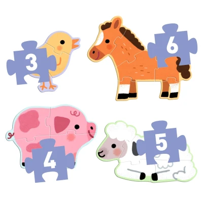DJECO Puzzle progresywne FARMA 3/4/5/6 elem. | Pan Piksel