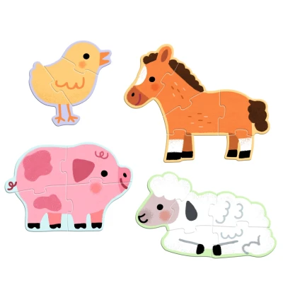 DJECO Puzzle progresywne FARMA 3/4/5/6 elem. | Pan Piksel