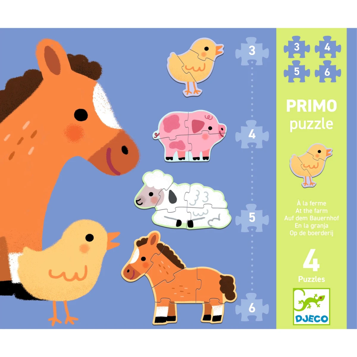 DJECO Puzzle progresywne FARMA 3/4/5/6 elem. | Pan Piksel