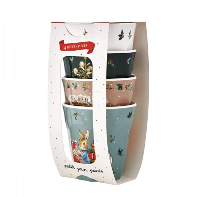 PETIT JOUR PARIS Kubek 220 ml x 4 SET Peter Rabbit Christmas | Pan Piksel