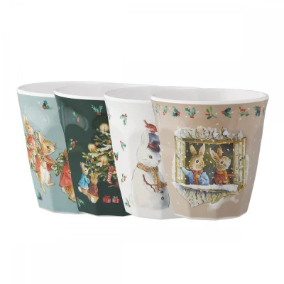 PETIT JOUR PARIS Kubek 220 ml x 4 SET Peter Rabbit Christmas | Pan Piksel