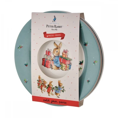 PETIT JOUR PARIS Talerz fi 20 cm 4 szt/SET Peter Rabbit Christmas | Pan Piksel