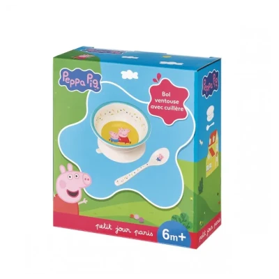 PETIT JOUR PARIS Miseczka dla dzieci z przyssawką i łyżką Świnka Peppa | Pan Piksel