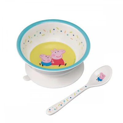 PETIT JOUR PARIS Miseczka dla dzieci z przyssawką i łyżką Świnka Peppa | Pan Piksel