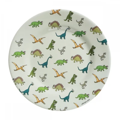 MAISON PETIT JOUR Talerz deserowy fi 20 cm Dinozaury | Pan Piksel