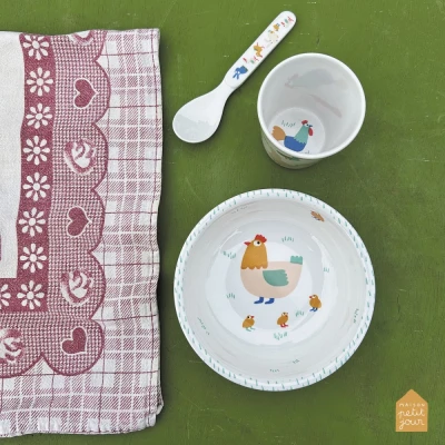 MAISON PETIT JOUR Miseczka dla dzieci z melaminy seria Farma | Pan Piksel