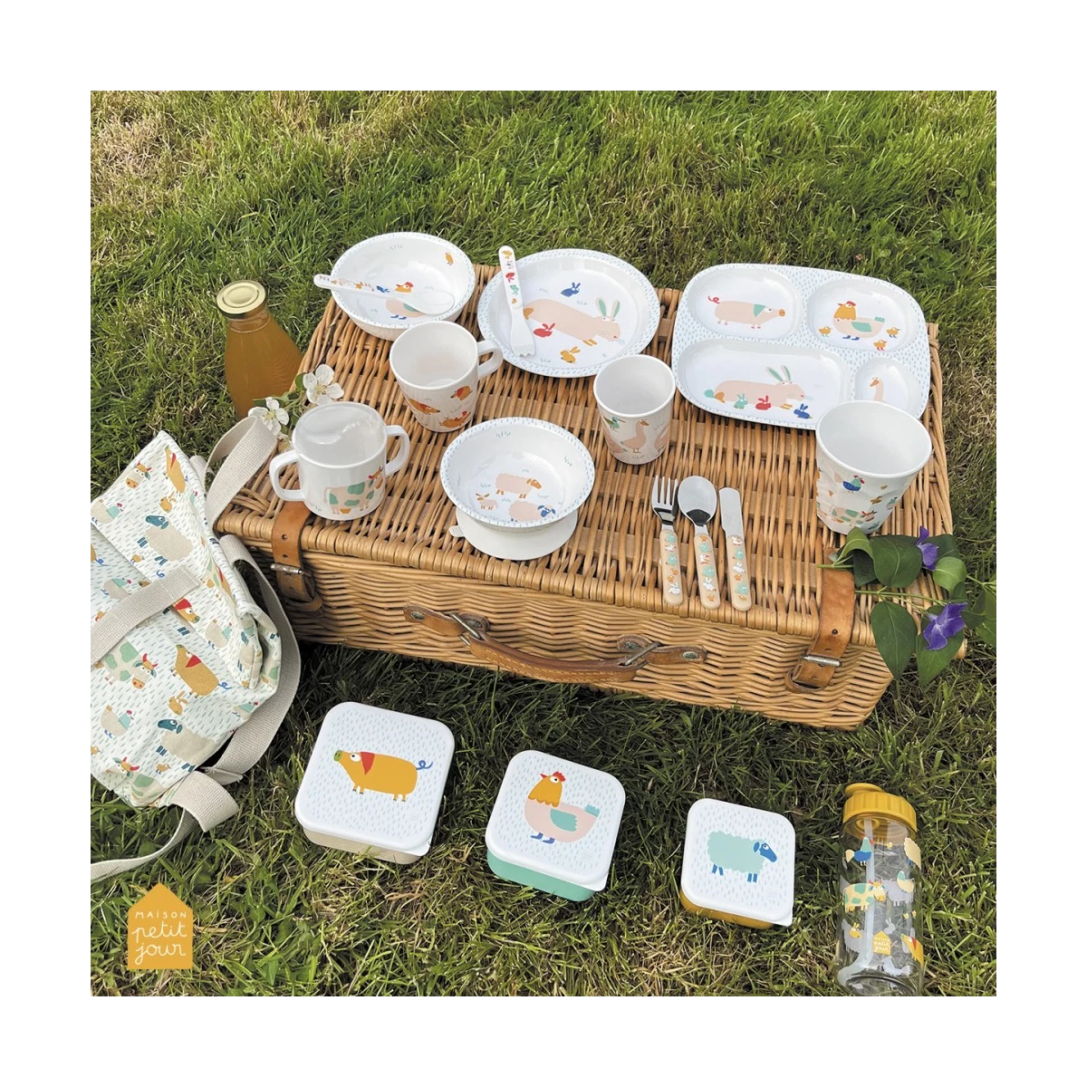 MAISON PETIT JOUR Talerz z przegródkami dla dzieci Farma | Pan Piksel