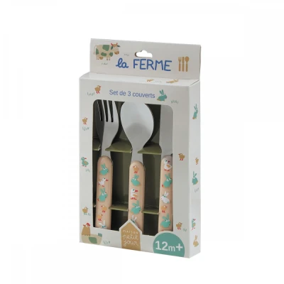 MAISON PETIT JOUR Zestaw sztućców dla dziecka 3 el. Farma | Pan Piksel