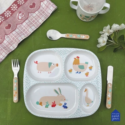 MAISON PETIT JOUR Zestaw sztućców dla dziecka 3 el. Farma | Pan Piksel