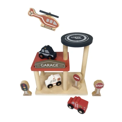 EGMONT TOYS Drewniany garaż z samochodami | Pan Piksel