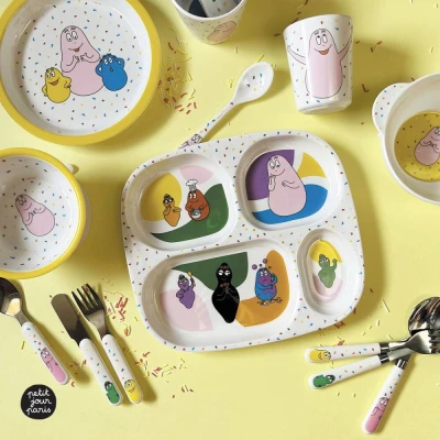PETIT JOUR PARIS Talerz z przegródkami dla dzieci Barbapapa | Pan Piksel