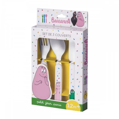 PETIT JOUR PARIS Zestaw sztućców dla dziecka 3 el. Barbapapa | Pan Piksel