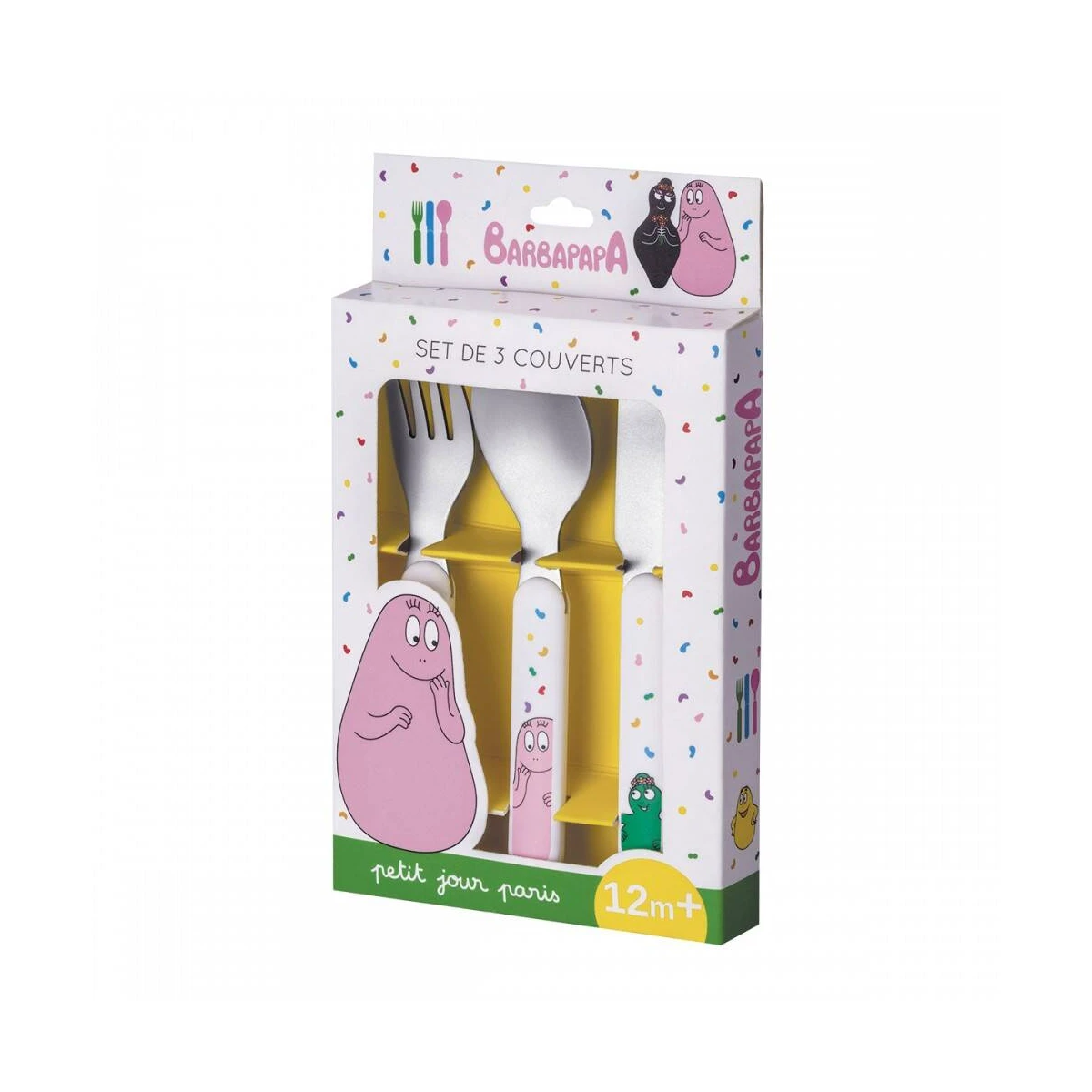 PETIT JOUR PARIS Zestaw sztućców dla dziecka 3 el. Barbapapa | Pan Piksel