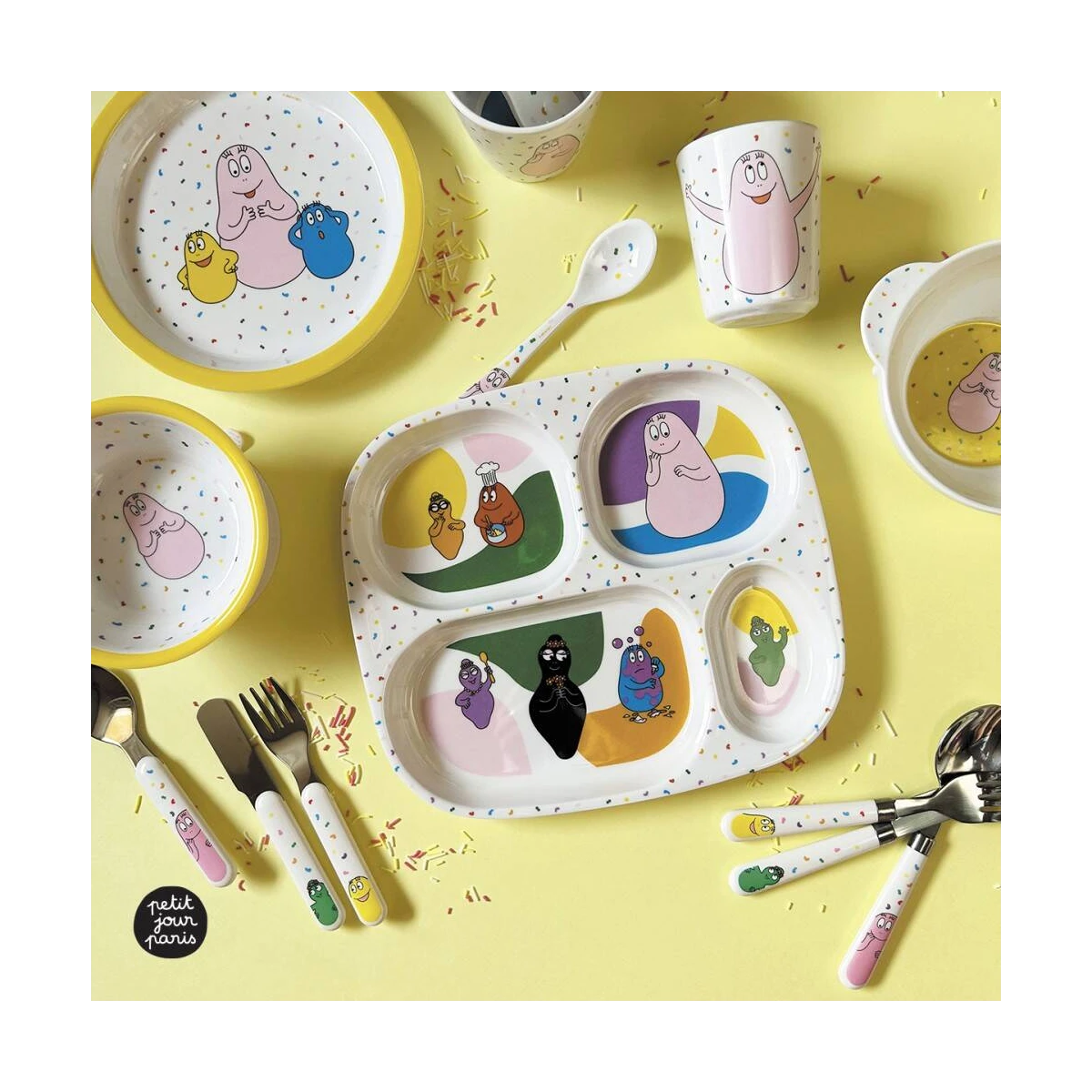 PETIT JOUR PARIS Zestaw sztućców dla dziecka 3 el. Barbapapa | Pan Piksel