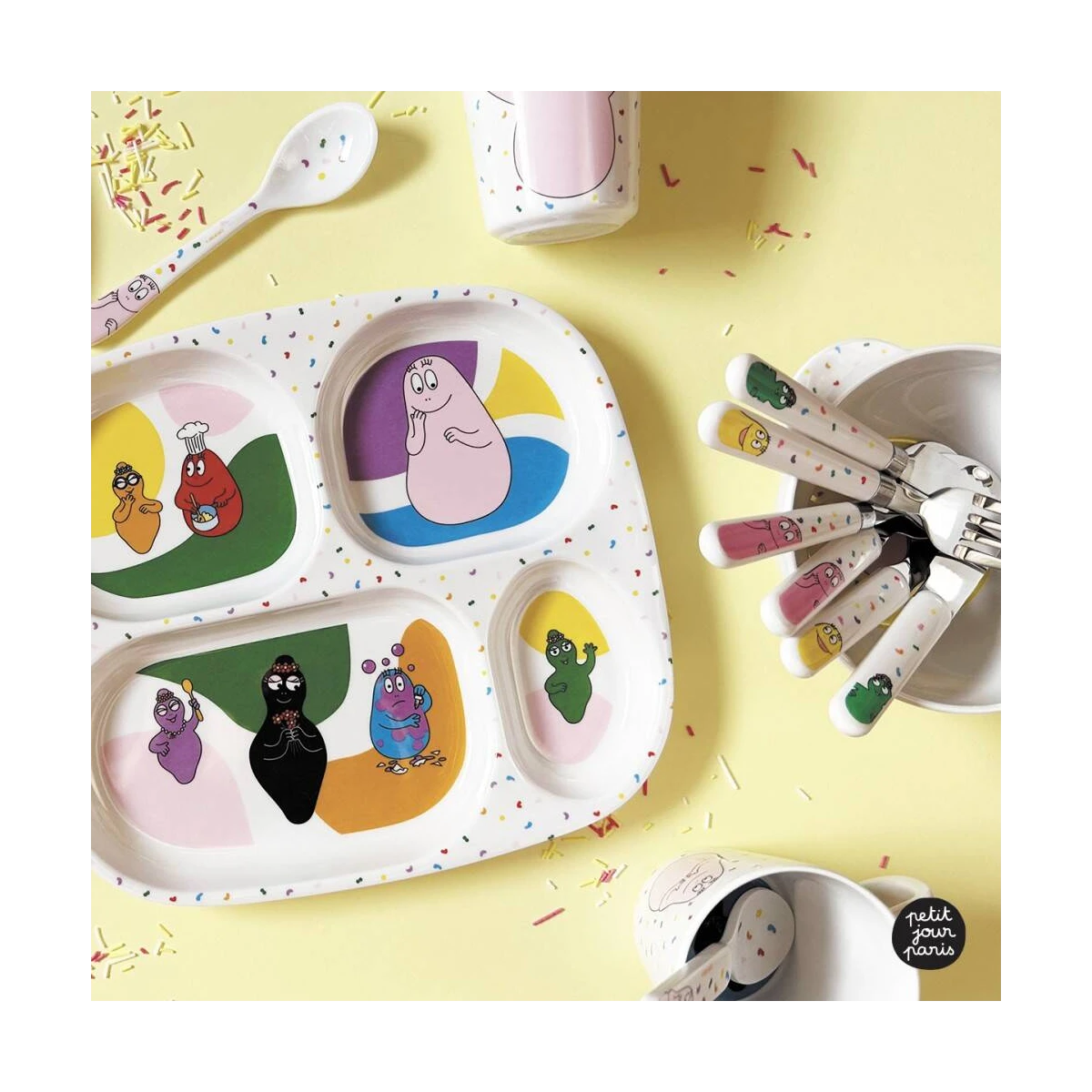 PETIT JOUR PARIS Zestaw sztućców dla dziecka 3 el. Barbapapa | Pan Piksel