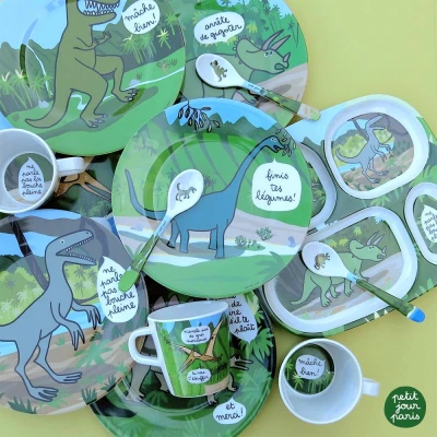 MAISON PETIT JOUR Lunch Box 3 szt/kpl Dinozaury | Pan Piksel