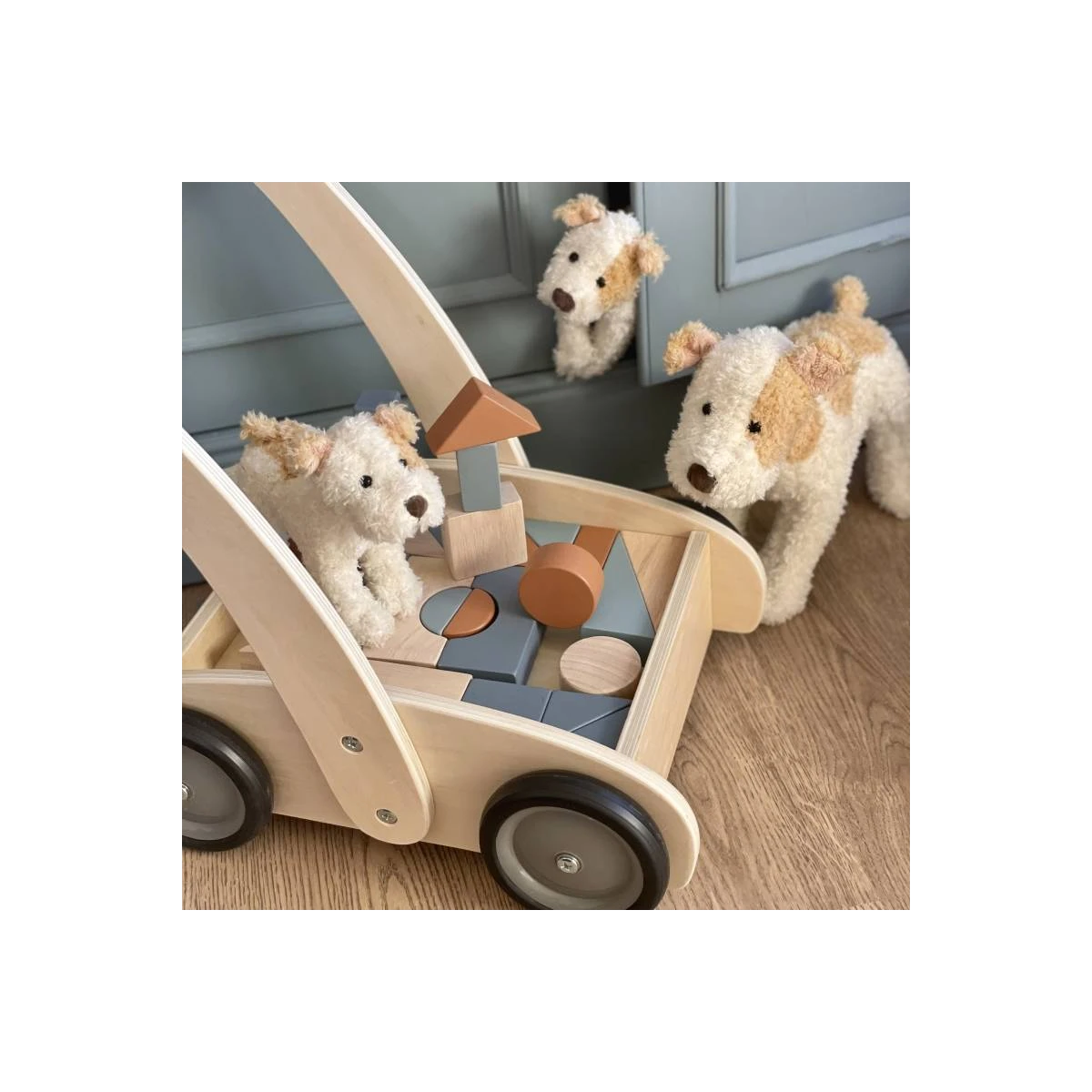 EGMONT TOYS Drewniany pchacz z klockami | Pan Piksel