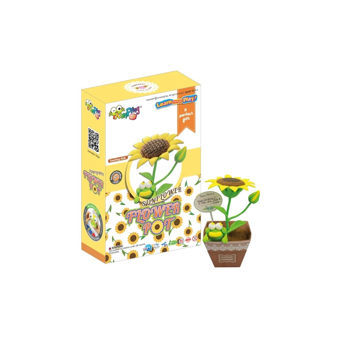 JUMPINGCLAY Jumping Clay | Zestaw kreatywny Doniczka Słonecznik | Pan Piksel