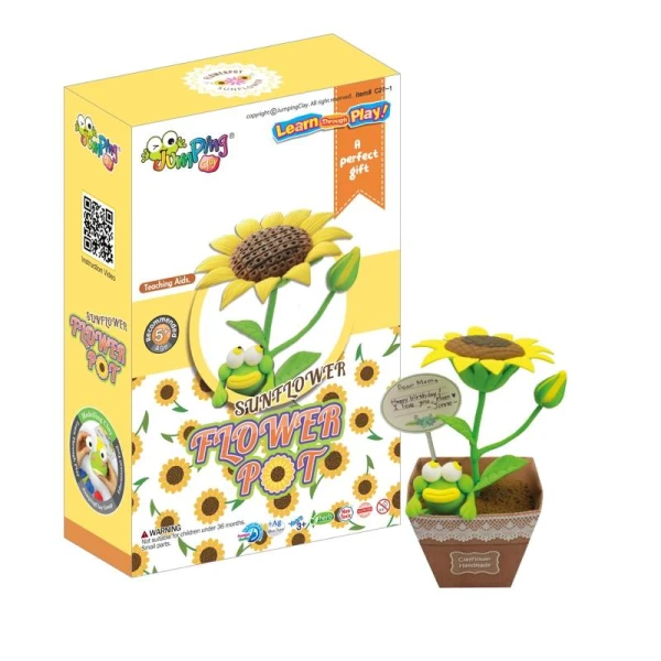 JUMPINGCLAY Jumping Clay | Zestaw kreatywny Doniczka Słonecznik | Pan Piksel