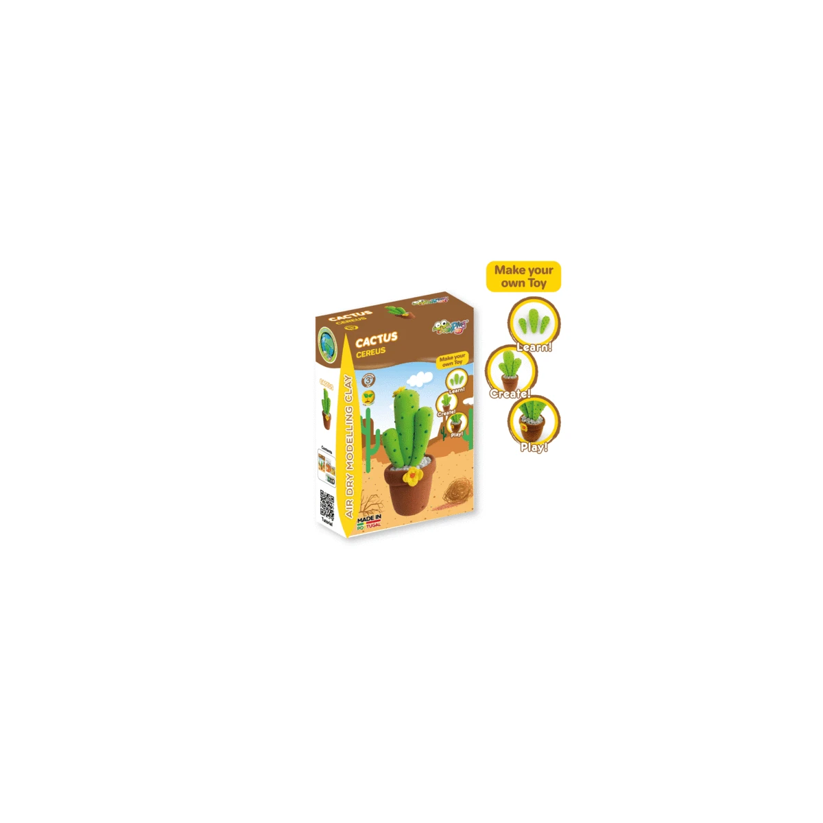 JUMPINGCLAY Jumping Clay | Zestaw kreatywny Doniczka Kaktus Cereus | Pan Piksel