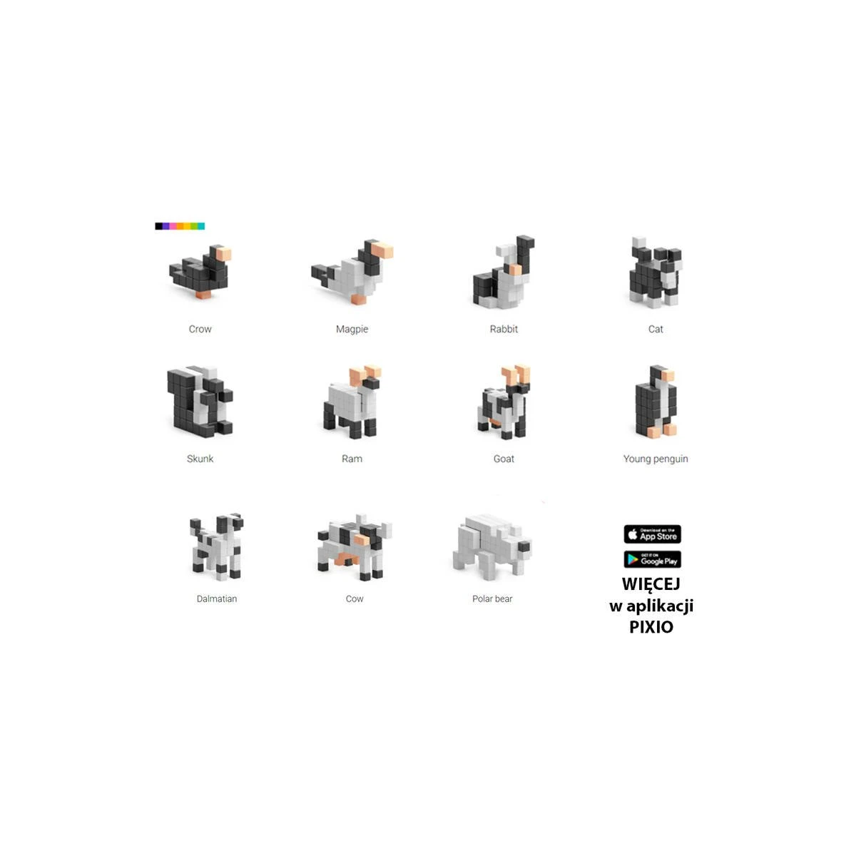 PIXIO Klocki Black & White Animals | Story Series | Pan Piksel