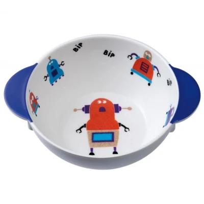 MAISON PETIT JOUR Miseczka dla dzieci z uchwytami seria Roboty | Pan Piksel