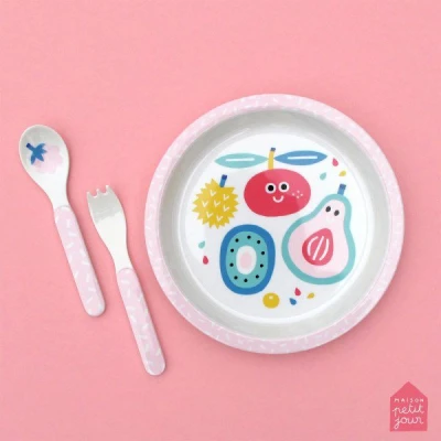 MAISON PETIT JOUR Talerz fi 18 cm dla małych dzieci seria Tutti Frutti | Pan Piksel
