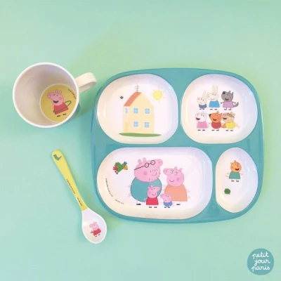 PETIT JOUR PARIS Talerz z przegródkami dla dzieci seria Świnka Peppa | Pan Piksel