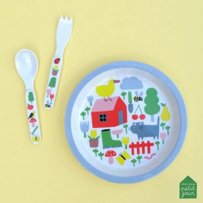 MAISON PETIT JOUR Zestaw sztućców dla dziecka 2 el. Wiejska Sielanka | Pan Piksel