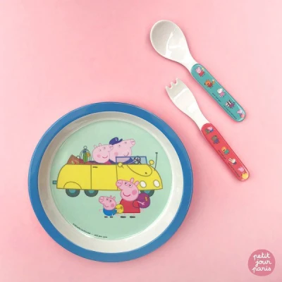 PETIT JOUR PARIS Zestaw sztućców dla dziecka 2 el. Świnka Peppa | Pan Piksel