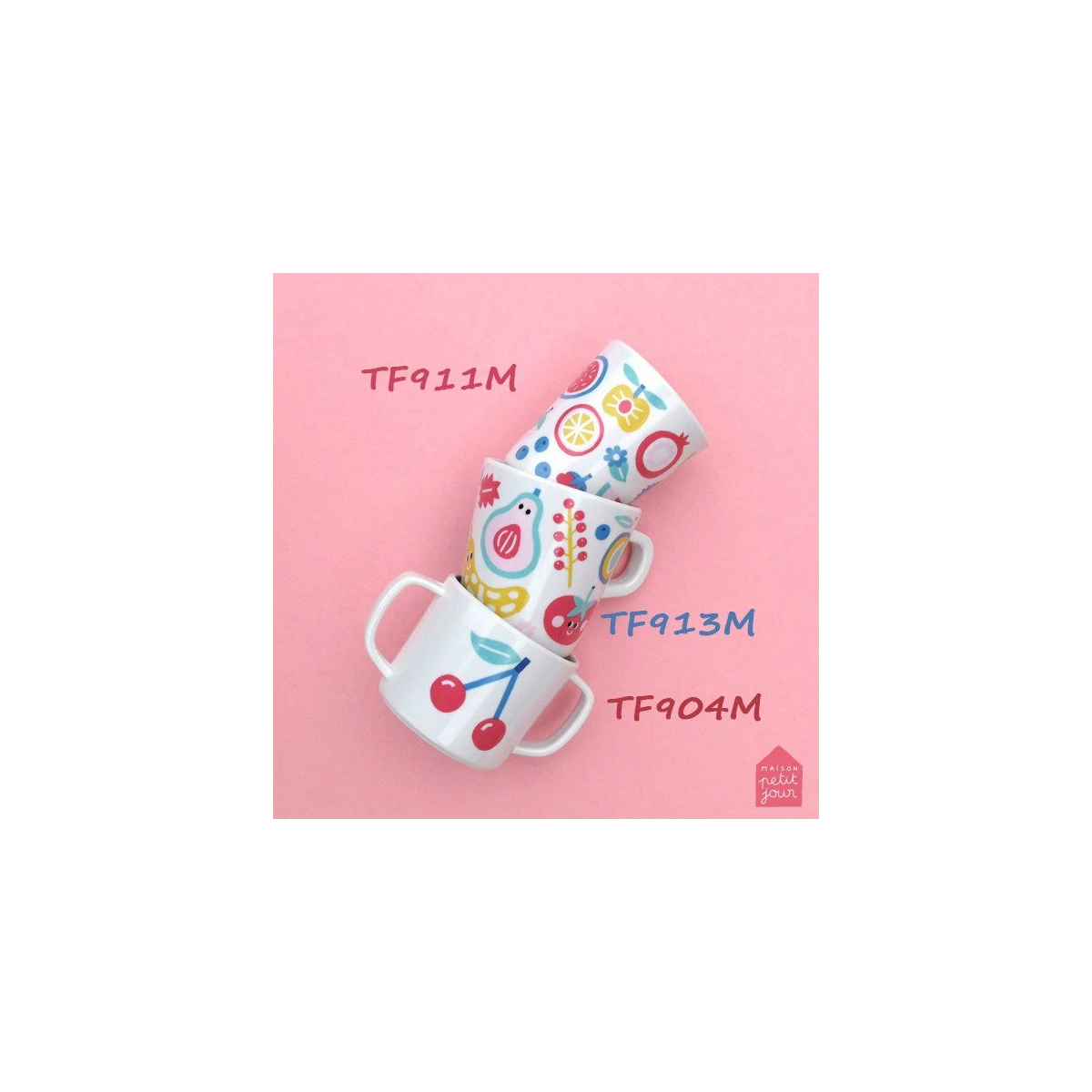 MAISON PETIT JOUR Kubek z jednym uchem do picia dla dziecka seria Tutti Frutti | Pan Piksel