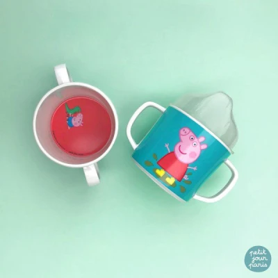 PETIT JOUR PARIS Kubek przykrywką do picia dla dziecka seria Świnka Peppa | Pan Piksel