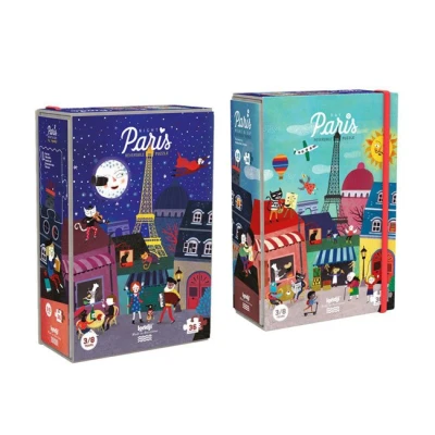 LONDJI Dwustronne puzzle dla dzieci Paryż Dzień i Noc | Pan Piksel