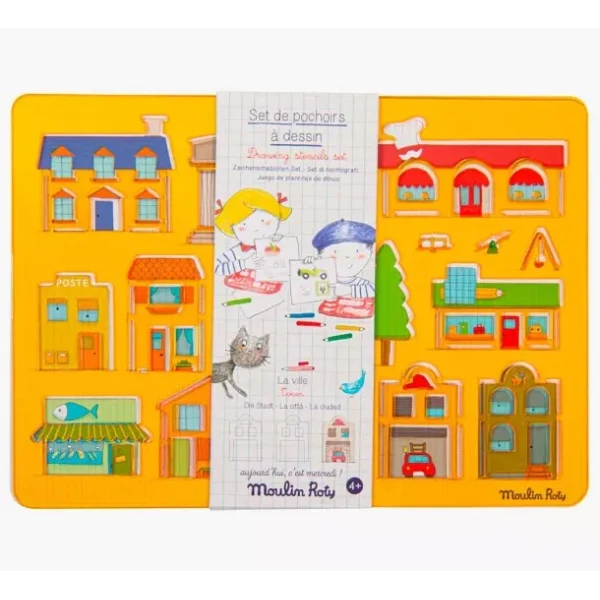 MOULIN ROTY Zestaw 2 plastikowych szablonów- miasto | Pan Piksel