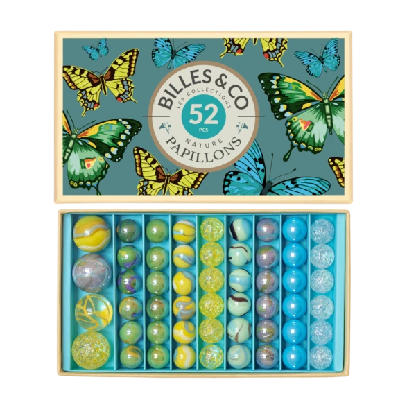 BILLES & CO Szklane kulki NIEBIESKIE MOTYLE | Pan Piksel