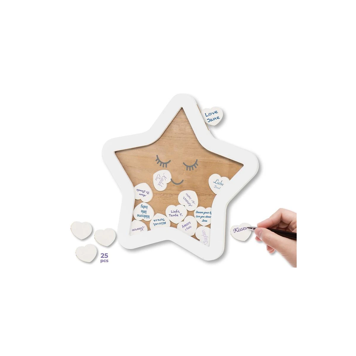 DOOKY Drewniana księga gości i życzeń Wishing Star | Pan Piksel